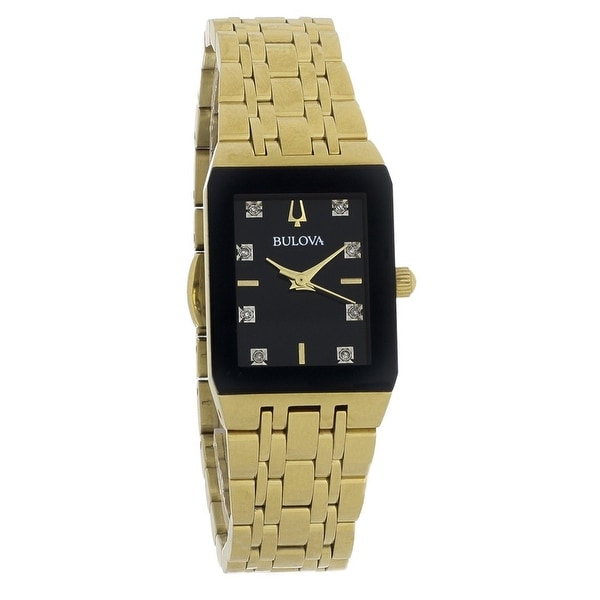 Bulova Women's 97P135 'Diamond' Gold-Tone Stainless Steel Watch - Black. Opens flyout.