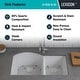 preview thumbnail 5 of 6, Lexicon 32 Inch Platinum Quartz Composite Drop-in Undermount Double Bowl Galaxy White Kitchen Sink LP-7030-W-SO