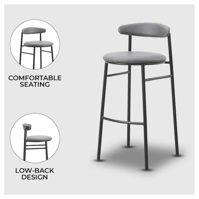 Upholstered Leather Bar Stool Accent Kitchen Chair Lume Collection Set of 2