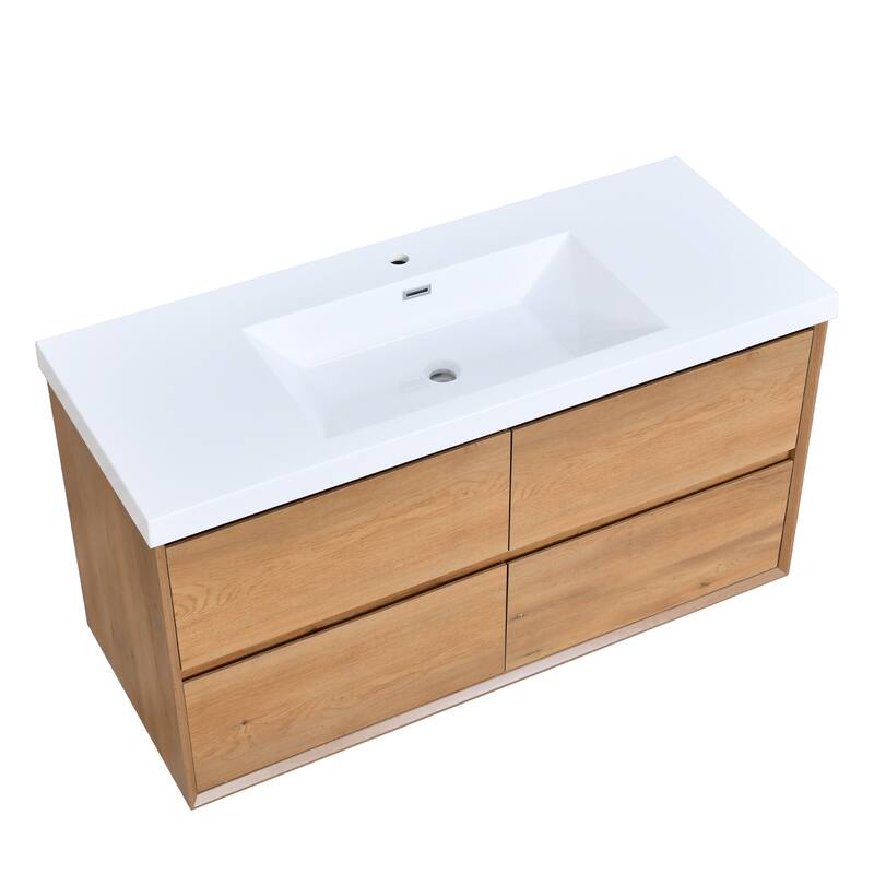 Sylphar 48 in. Toffee Oak Bath Vanity with Undermount Sink, 3 Top Options