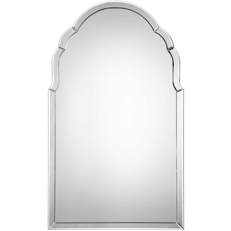 Uttermost Brayden 40" X 24" Arched Frameless Beveled Bathroom Wall - Natural