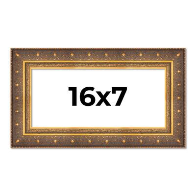 16x7 Frame Vintage Gold Solid Wood Picture Frame | 2.5 Inch Moulding
