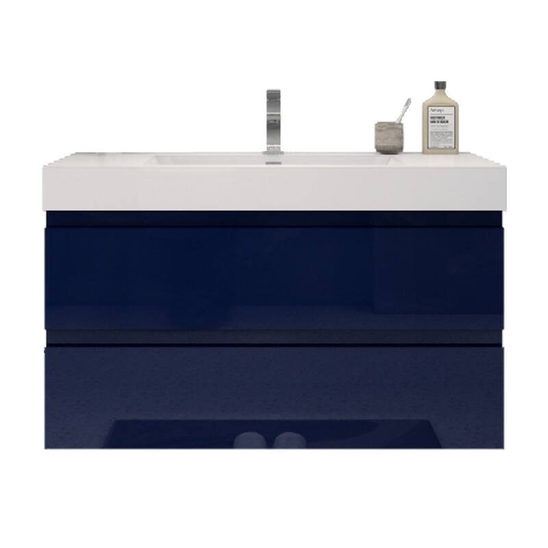 Baillie 42'' Wall-Mounted Vanity with Reinforced Acrylic Sink - 42''Width - Night Blue