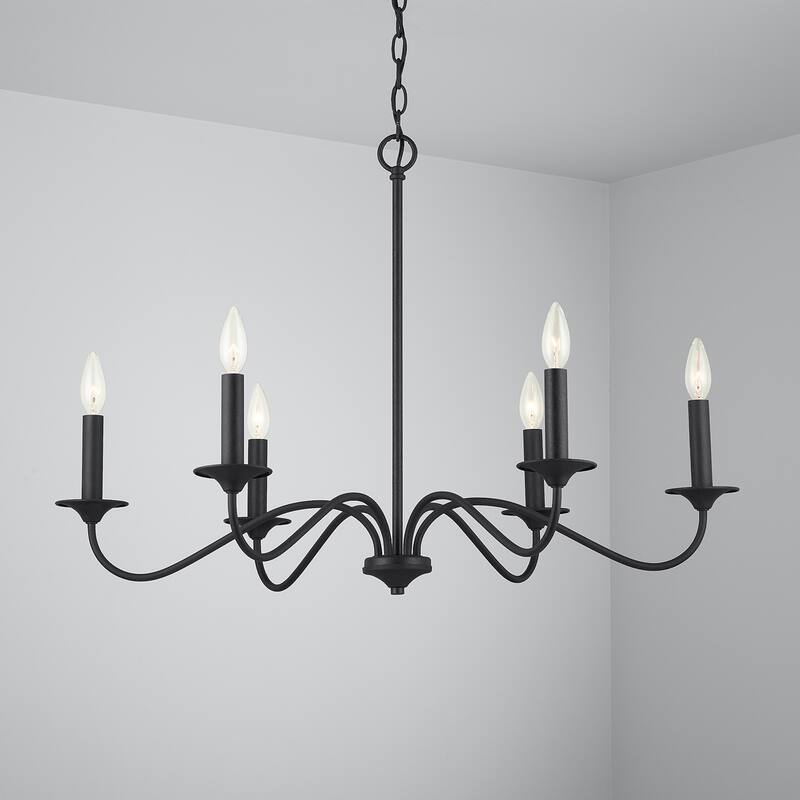 Vincent 6-light Black Iron Hanging Chandelier