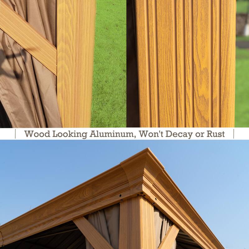 Kozyard Apollo Wood-look Aluminum Hardtop Gazebo