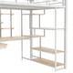 preview thumbnail 6 of 13, White Full Loft Bed with Storage Staircase & Small Wardrobe,Metal Loft Bed Frame w/Built-in Desk & Shelves for Kids Teens Adults