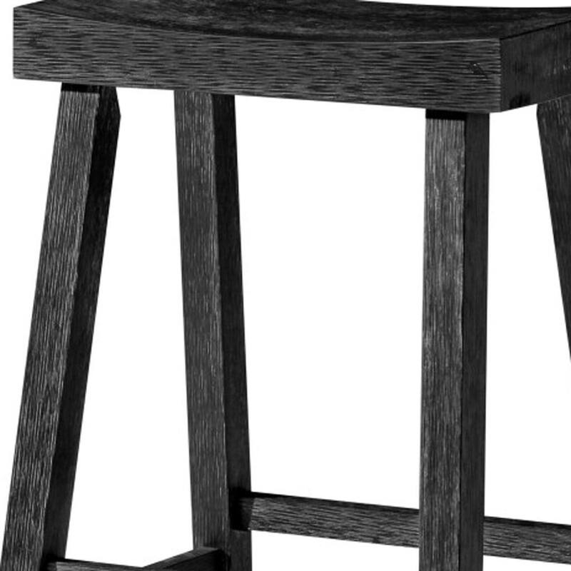 HomeRoots 27" Black Solid Wood Backless Counter Height Bar Chair