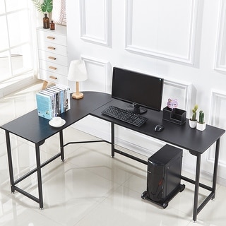 Shop L Shape Corner Computer Gaming Desk Wood Steel Laptop Table Workstation Overstock 22696244 Black Modern Contemporary Small