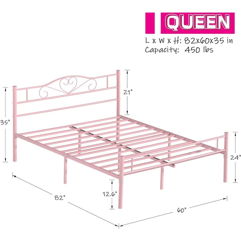 Victoria Metal Platform Bed Frames with Headboard