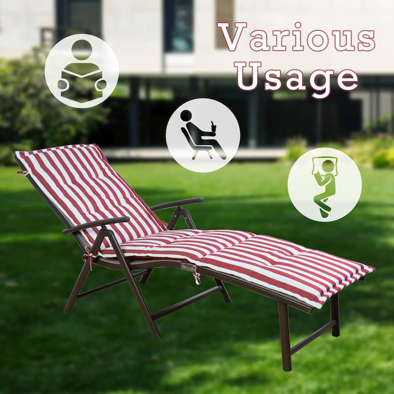 Kozyard Cozy Aluminum Beach Yard Pool Folding Reclining 7 Adjustable Chaise Lounge Chair with Cushion