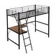 preview thumbnail 7 of 15, Twin Size Metal Loft Bed with L-Shaped Desk & Shelf & Full-Length Guardrail & Ladders