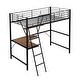 preview thumbnail 7 of 16, Modern Metal Twin Size Loft Bed with Full Length Guardrails, Inclined Ladder, L-shaped Desk and Shelf