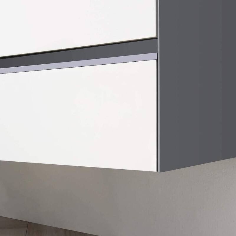 Blossom Glossy White & Grey Wall-Mounted Bathroom Vanity with Sink Set