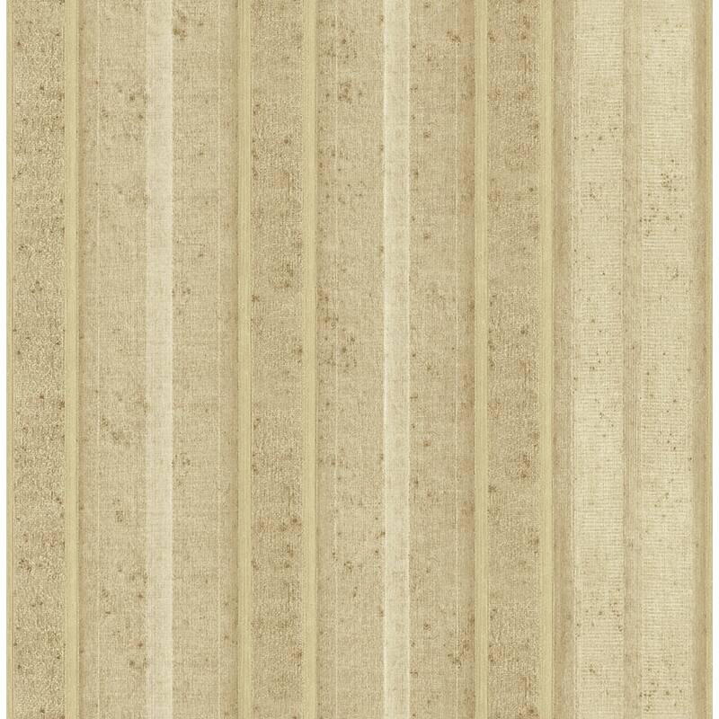 Seabrook Design Hestia Distressed Stripe Unpasted Wallpaper - 20.5 in W x 33 ft. L - Metallic Caramel & Cafe