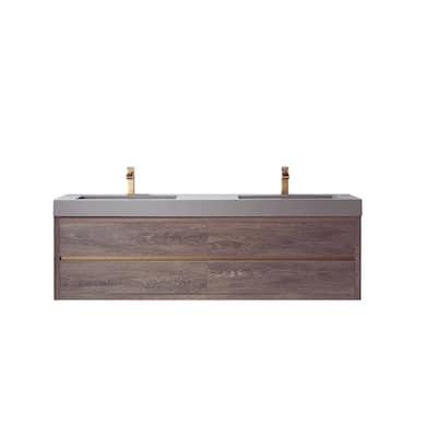 Palencia 72" Double Wall-Mount Vanity with Grey Sink Top