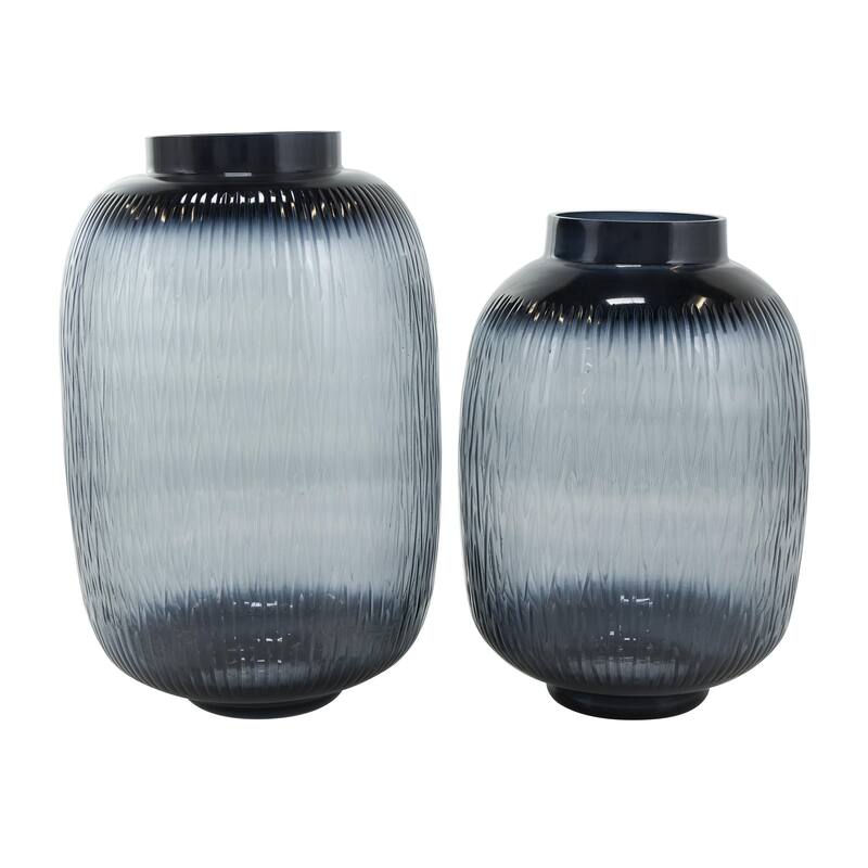 Glass Textured Ombre Decorative Vase - Set of 2 Black - Roche River Decor