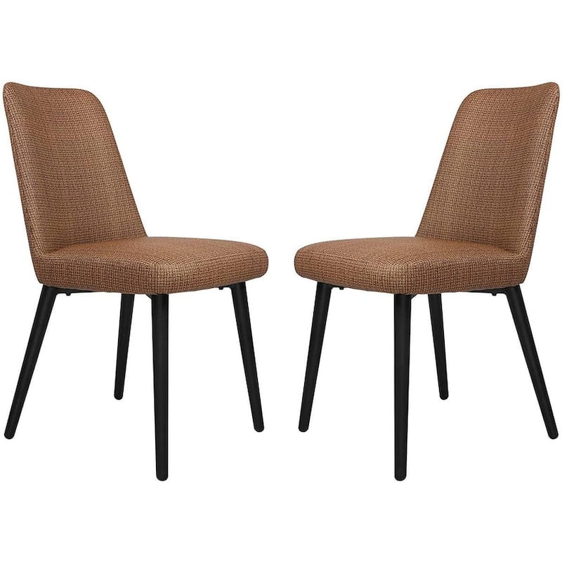 Set of 2 Upholstered Accent Chairs with Sturdy Metal Frame for Home - 18'' (L) x 18'' (W) x 33'' (H) - Brown-Black