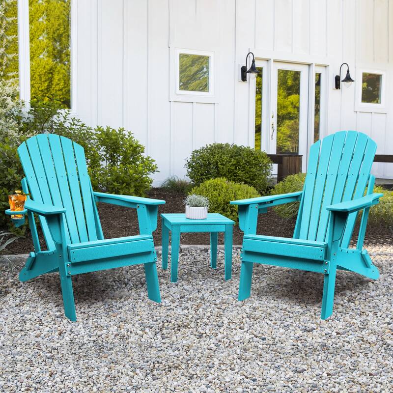 Vrakae Folding Adirondack Chair with Cup Holder Set of 2