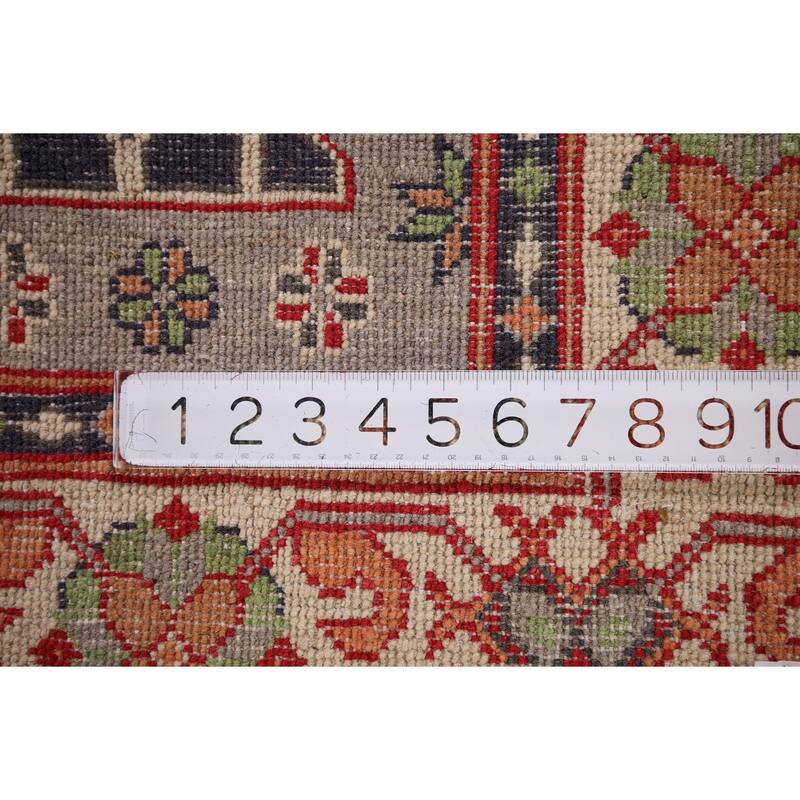 Gray Kazak Foyer Rug Hand-Knotted Wool Carpet - 3'2" x 5'0"