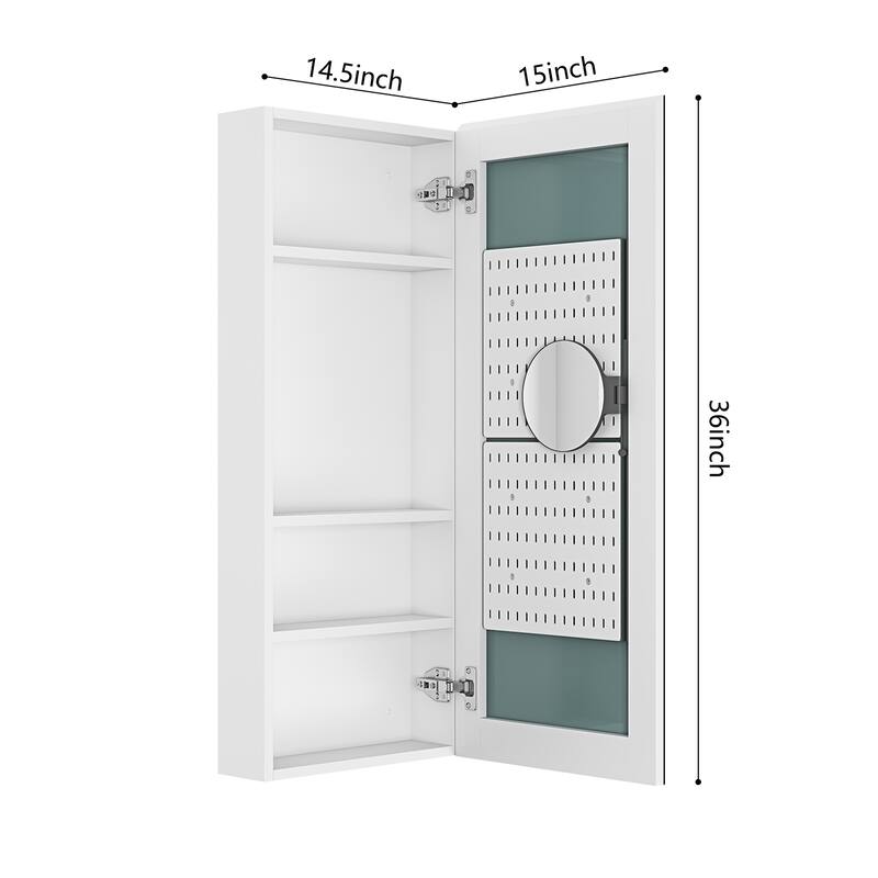 Wall Mounted Bathroom Medicine Cabinet with HD Mirror, Recessed or Surface Mount, Storage for Cosmetics & Personal Care