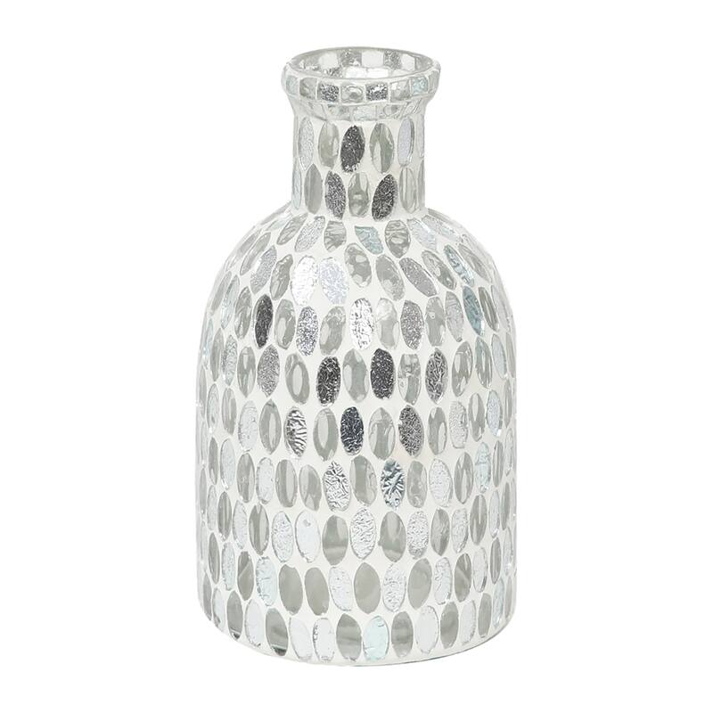 Sagebrook Home Elegant Glass Vase - Enhance Your Space with Style - Mosaic White