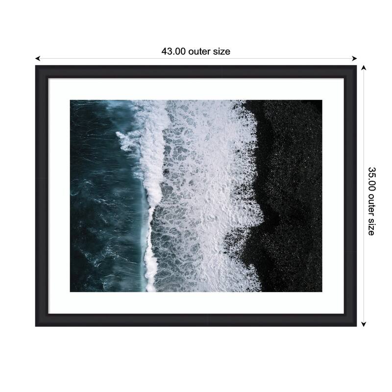 Kate and Laurel Framed Art Ocean Waves on the Black Beach in Iceland by Michael Schauer