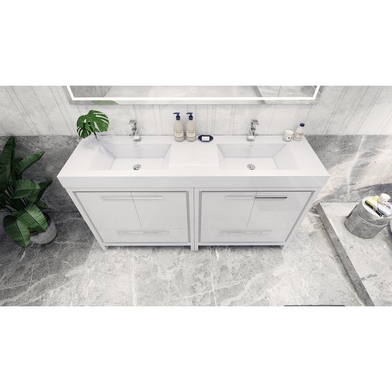 Dove 72'' Freestanding Vanity with Double Reinforced Acrylic Sink
