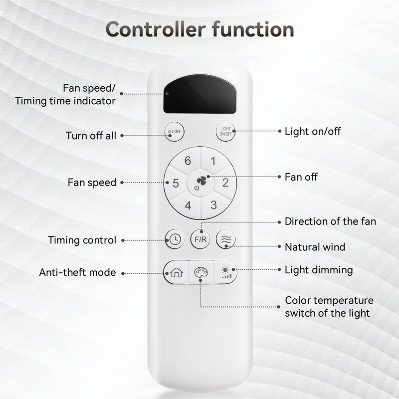42 Inch White Ceiling Fan with 22W LED Light and Remote Control MDF Blades Reversible DC Motor