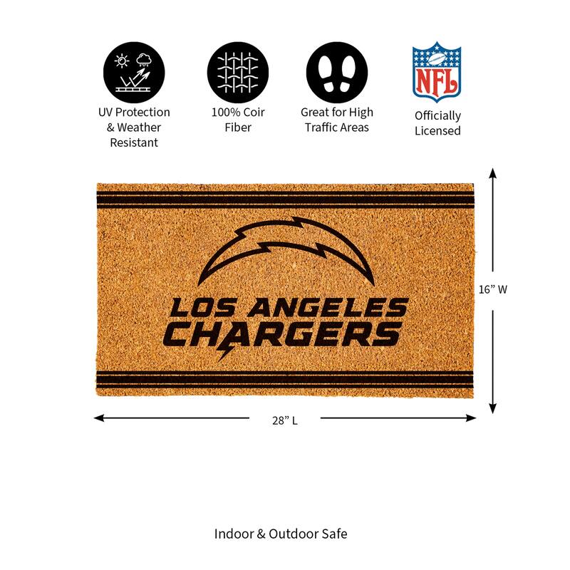 28 in. x 16 in. Los Angeles Chargers, Coir Mat