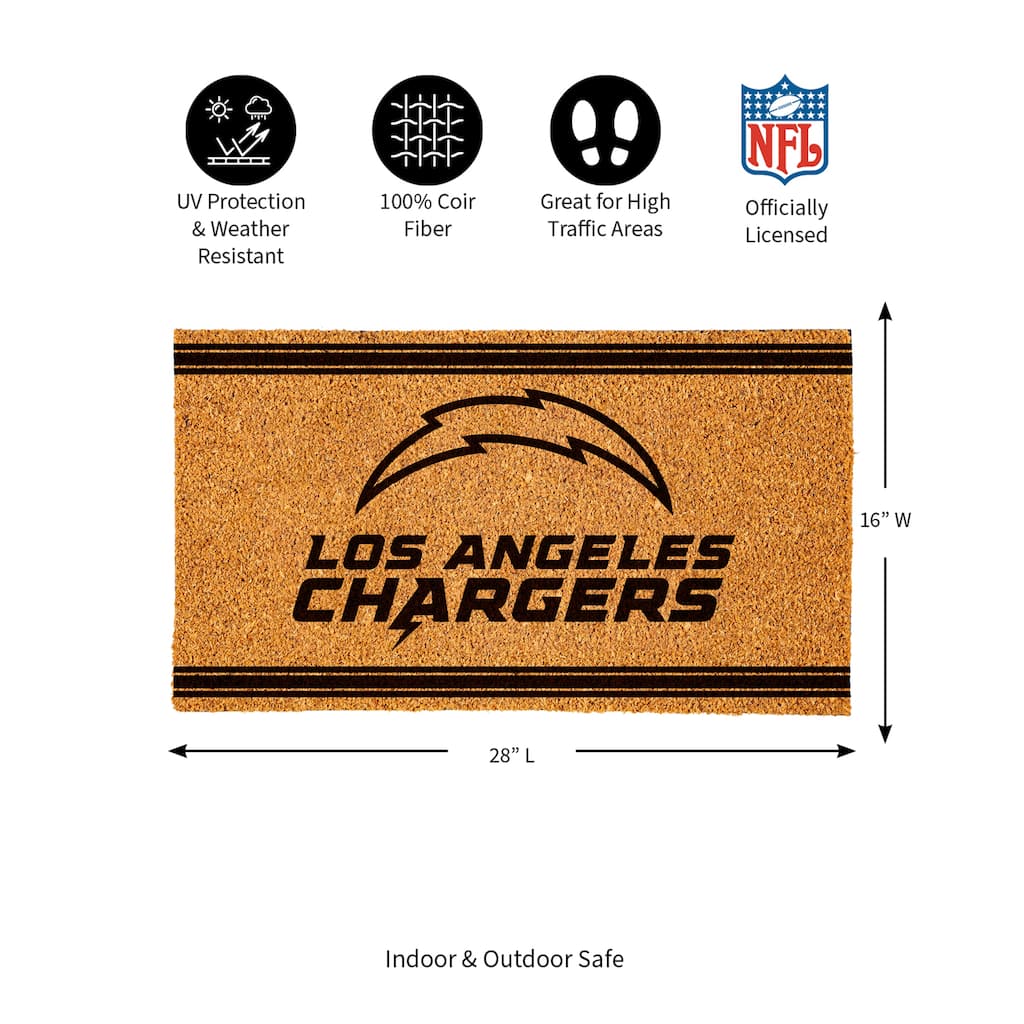 28 in. x 16 in. Los Angeles Chargers, Coir Mat