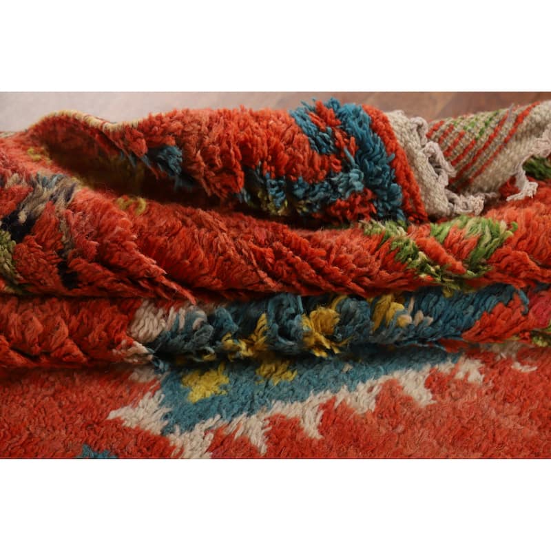 Orange Moroccan Oriental Area Rug Handmade Wool Carpet - 6'1" x 9'6"