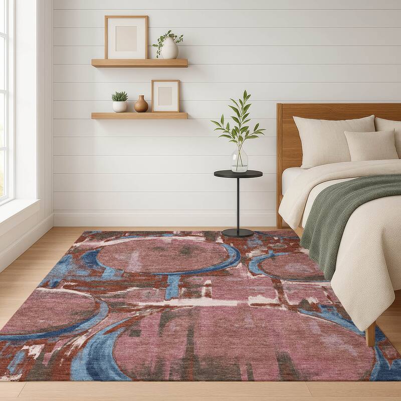 Machine Washable Indoor/ Outdoor Modern Erie Chantille Rug