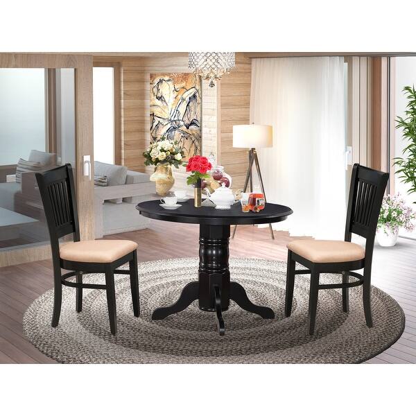 Dining Room Set Dining Table Kitchen Chairs with Linen Fabric Seat Slaated Back (Seat's