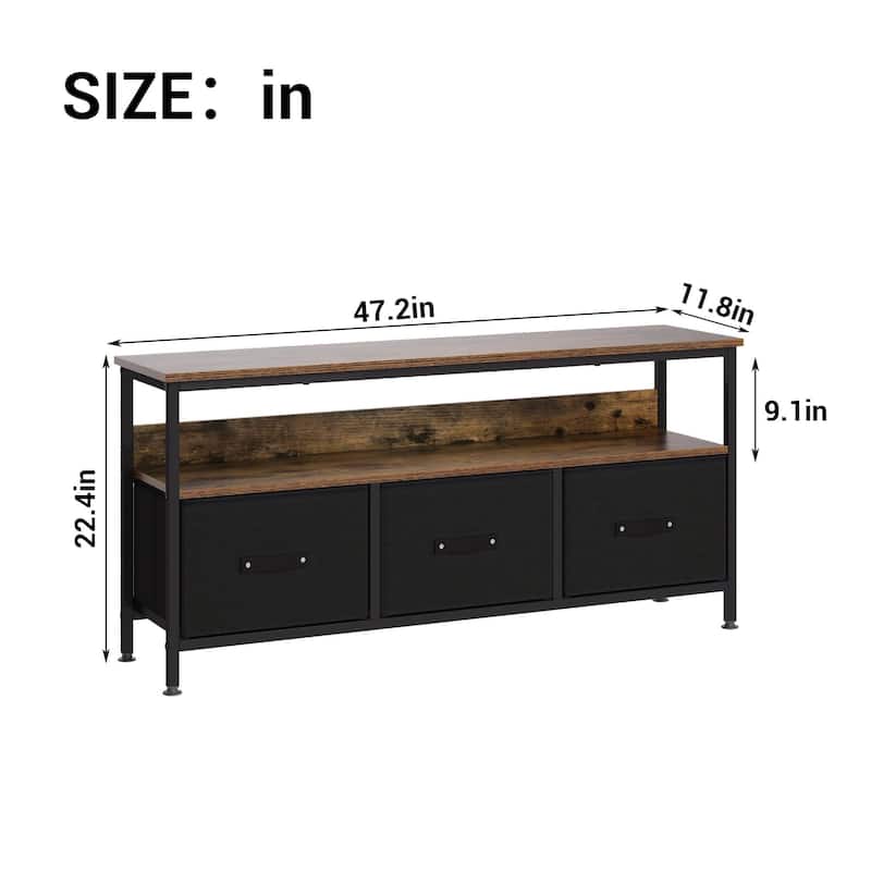 TV Stand Dresser for Bedroom with 3 Fabric Drawer Entertainment Center for 55 Inch Television
