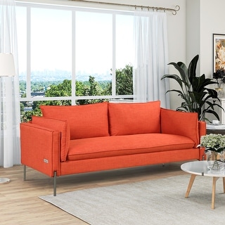 Linen Fabric 3 Seat Sofa with USB Charging Ports - Bed Bath & Beyond ...