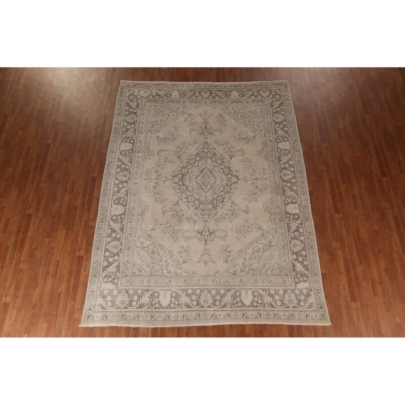 Traditional Tabriz Persian Vintage Area Rug Handmade Wool Carpet - 8'0"x 10'10"