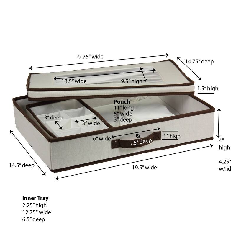 Household Essentials Flatware Storage Box - 19'' x 15'' x 4''