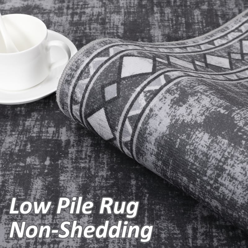 Garvee Machine Washable Rug Modern Bordered Area Rugs