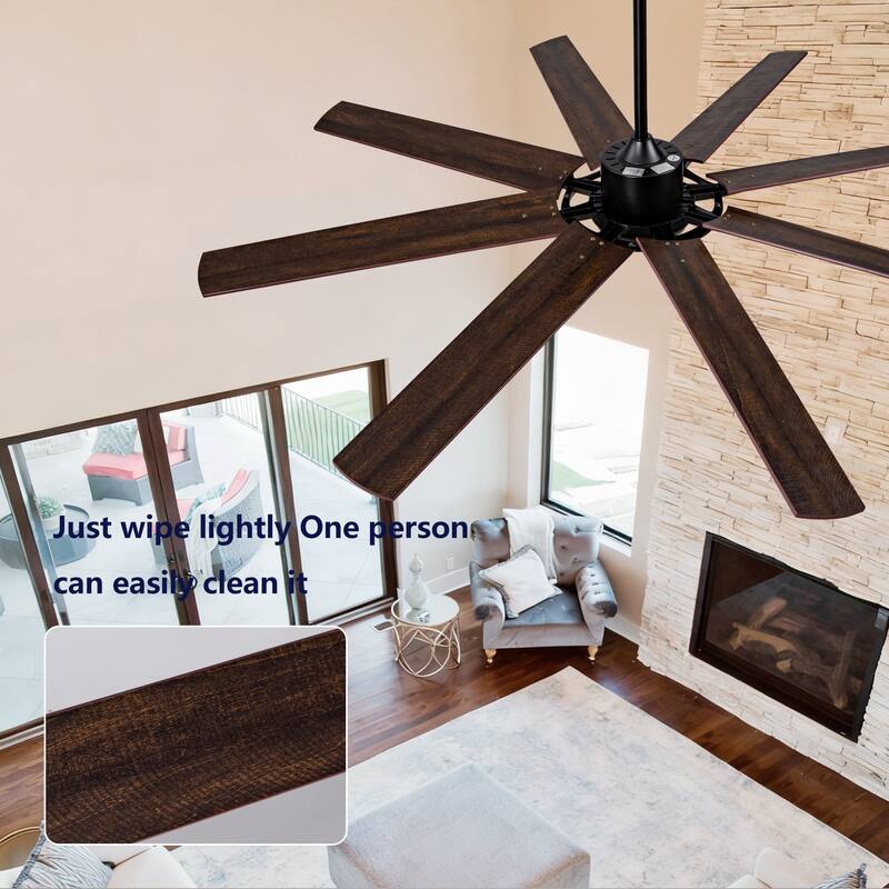 72" 8-blade Dual Finish Ceiling Fan w/ Remote Control, 6-speed Quiet DC