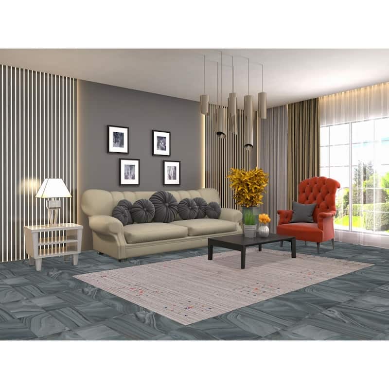 Striped Gabbeh Oriental Area Rug Hand-Knotted Wool Carpet - 4'11"x 8'0"