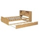 preview thumbnail 10 of 13, Full Size Bed with Trundle, USB Ports & Storage - Sleek Natural Finish