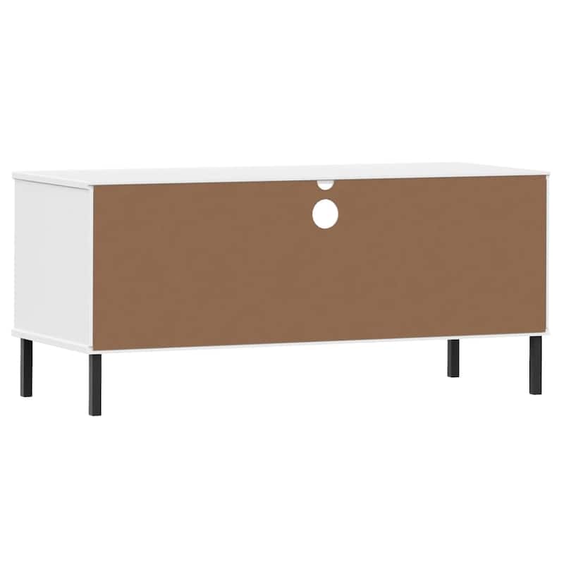 vidaXL TV Stand TV Console TV Console with Metal Legs Solid Wood Pine OSLO - 41.7" x 15.7" x 18.3"