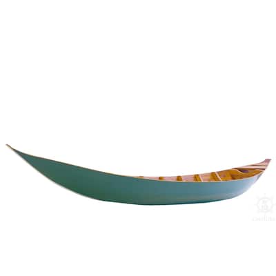 Small South East Asia Sampan Boat Teal Bottom Thuyen Ba La Tam Ban