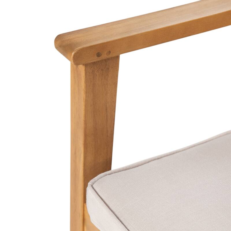 Patio Dining Chair Set of 2 - Sturdy Acacia Wood, Comfortable Waterproof Seating, 400 lbs Capacity