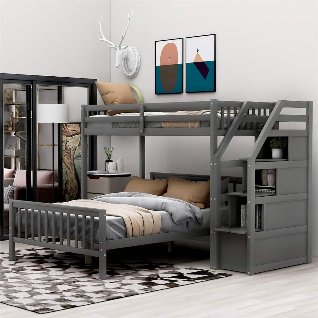 Merax Twin over Full Bunk Bed with Staircase