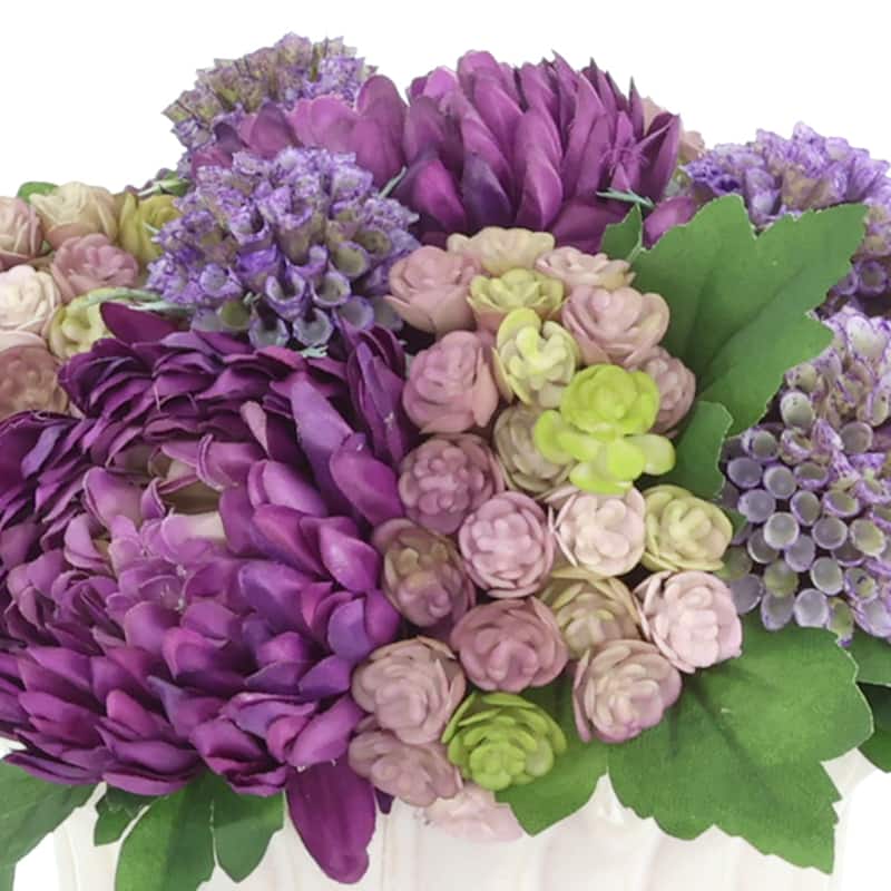 Floral Centerpiece with Dahlias, Mums and Succulents - 9