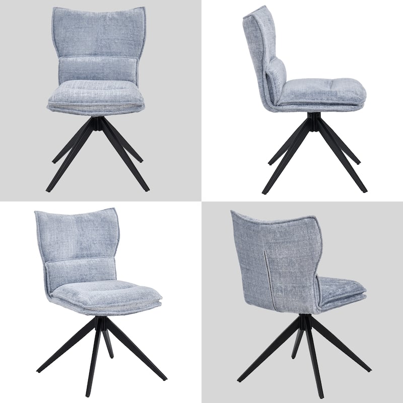 Modern Upholstered Swivel Dining Chairs Accent Side Chairs with Metal Legs