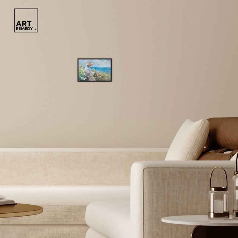 Art Remedy Gentle Sea Framed Impressionism 1 Piece Canvas Wall Art /Monet And Van Gogh Inspired Art