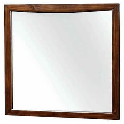 Mirror with Rectangular Wooden Frame, Cherry Brown