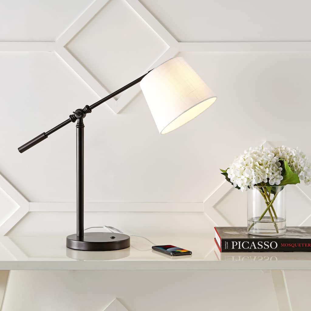 Ada 24" Classic Contemporary Iron LED Task Lamp with USB Charging Port, Oil Rubbed Bronze by JONATHAN Y